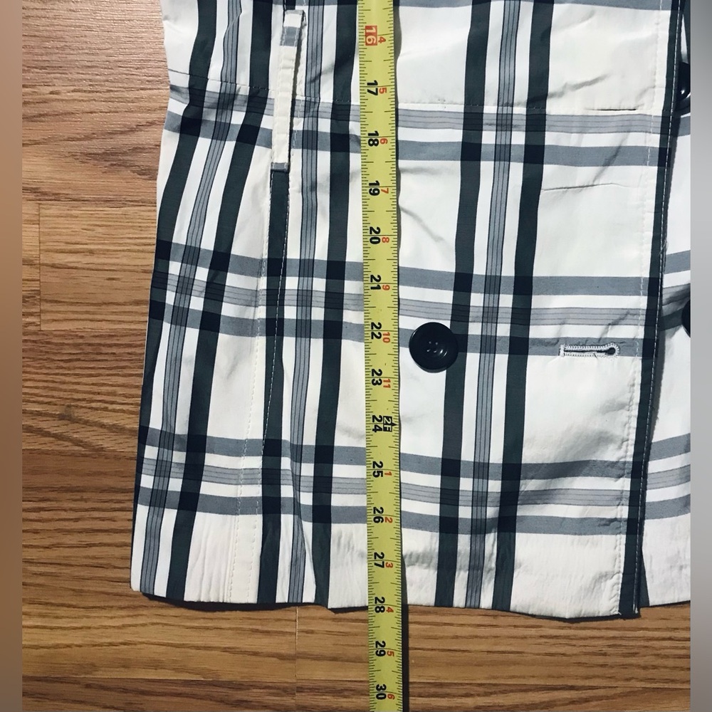 Zara Basic Plaid Pea Coat Medium Lightweight Doub… - image 6